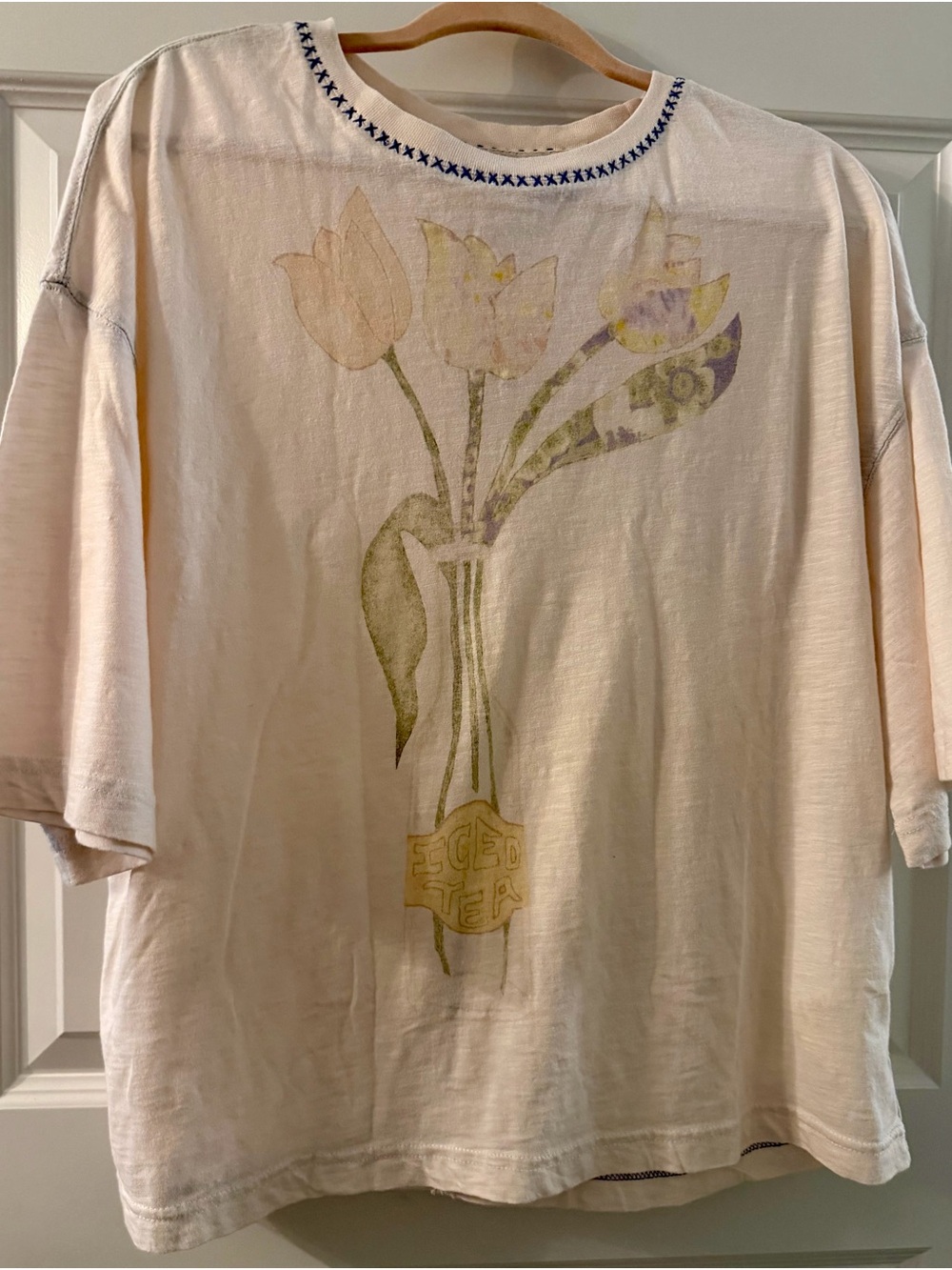NWT Free People “We The Free in Spring” Floral Graphic Tee in Soft Cream-Size S - Picture 2 of 4